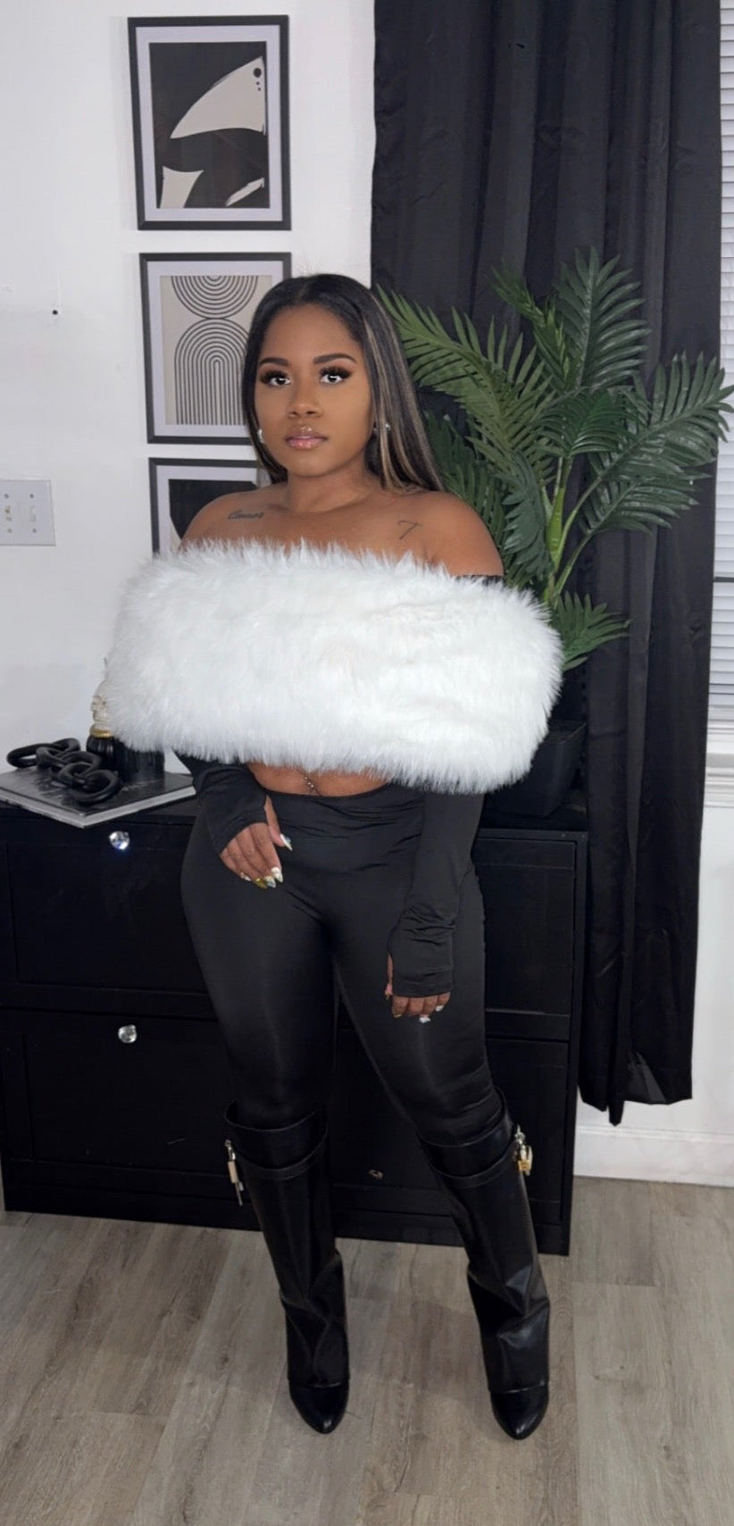 Faux fur jumpsuit
