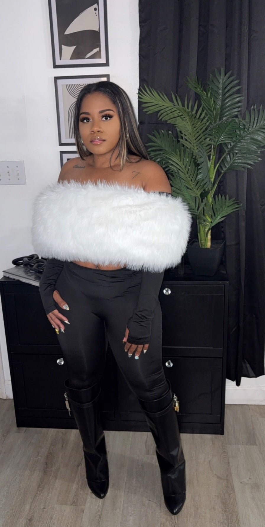 Faux fur jumpsuit